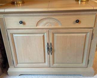 Bernhardt Pickled Oak Server with Flip Top, W44.25 x H34.5” x D22”
