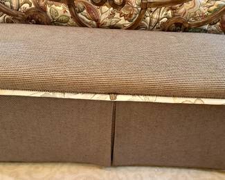 Custom Upholstered Storage Bench with Matching Throw Pillows, 50"W x 18"D x 21"H.