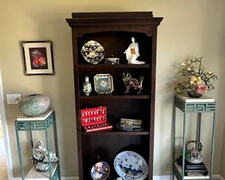 Beautiful Collection of Asian Inspired Decor Available in our Men's Upstairs Boutique Shown on One of 4 Whalen Wooden Shelving Units with Adjustable Shelves, 31.5"W x 72"H x 12.25"D.