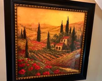 Painted Wood Frame with Print of Tuscan Landscape, 30” x 30”