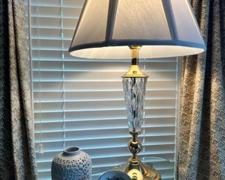 Lovely Ainsley Pembroke Fine English Bone China Trinket Dish and a Kichler Lighting Crystal Lamp Made in Slovenia, 37”H