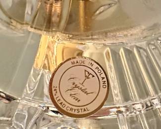 Provenance Sticker of the Crystal Clear (Poland) Crystal Candelabra.
