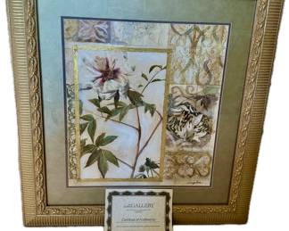 John Douglas Signed, "Floral Adornment IV" Mixed Media on Paper, with COA, 18" x 24".