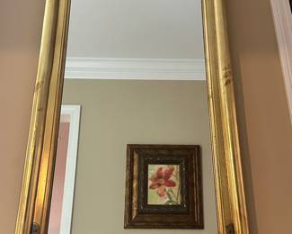 Gorgeous Classic Gold Metallic Paint on Wood Mirror, 21” x 42”