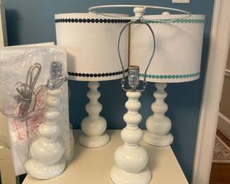 Pair of Pottery Bran Teen Bubble Up Base White Table Lamps - Quantity 4 -