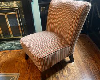 Armless Stripe Club Accent Chair