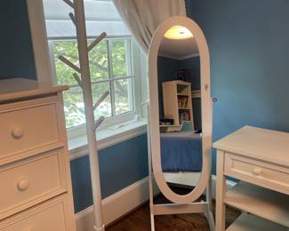 Pottery Barn Teen Standing Floor Mirror and Coat Rack