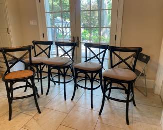 Wood Counter Height Stools with Removable Seat Cushion - Set of 5 -