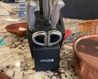 Sabatier 10 Piece Knife Set Includes Black Block Scissors 8 Knifes Sharpener