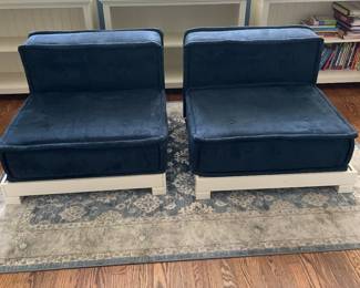 Pottery Bran Cushy Lounge Chairs with Wood Pedestal Base