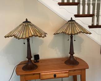 Pair of Colour Creations Timeless Serenity Tiffany Table Lamps by Tania Bricel