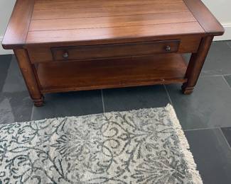 Wood Coffee Table with Drawer and Storage Shelf