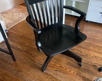 Wood Banker's Rolling Office Chair