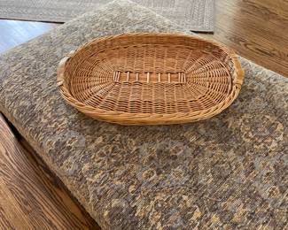 Oval Serving Basket with Leather Side Handles