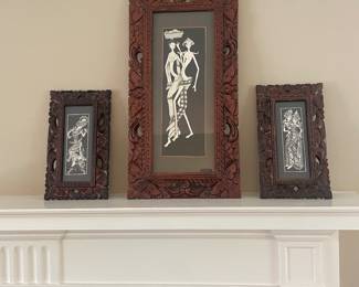 Ubud Bali Keliki Kawan Dancers Traditional Painting W/ Original Frame