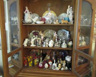 vintage drinking glasses, knick knacks, china cabinet