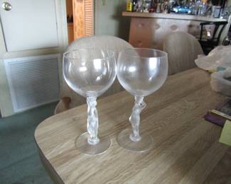 pair of nicely designed champagne/wine glasses