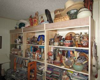pottery, Indian statues, cowboy hats, southwestern decor