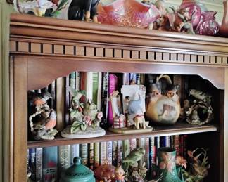 old carnival glass, pottery & Roseville pieces