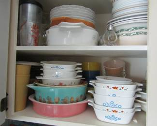 Pyrex, Corning ware, pots, pans, dishes