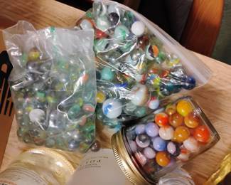 old marbles, some glow under a black light