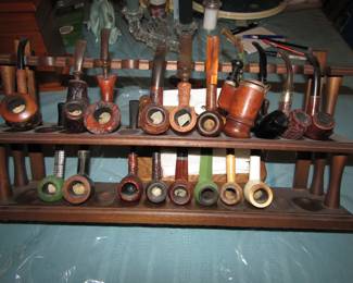vintage smoking pipes & stand