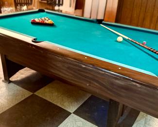 Pre-Sale Item
$150.00
Must have own help to move. 
Pool Table, Balls, Sticks, wall mounted Holder all included. Walk out basement. Slate, but older with some flaws. Great for a man cave or hang out spot 
Call or text 314-434-6492 to make your Appointment. 