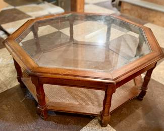 Pre-Sale Item
Octagon table with glass and woven lower shelf $35.00
Walk out Basement 
Call or text 314-434-6492 to make your Appointment. 
