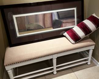 Dressing Bench. This Linda Kall print has several items that partner with it throughout the house.