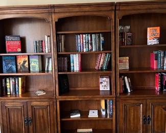 3 bookshelves and matching desk. Great rug