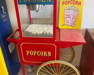 1910 Hot Buttered Popcorn Sign and Popcorn Machine