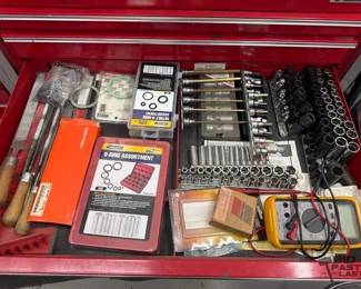 1336 SnapOn Sockets, File Set, Assorted ORings, Digital Caliper, Right Tech Voltage Meter