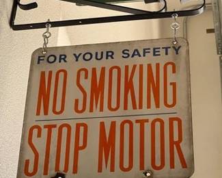 1934 For your Safety No smoking Stop Motor Sign with bracket