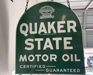1933 Quaker State Motor Oil Sign with Bracket