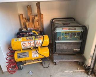 2580 Makita Generator, CenCal Air Compressor, and Tote of Wood