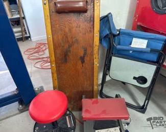 1244 2 Rolling Garage Stools, Creeper, Camping Chair