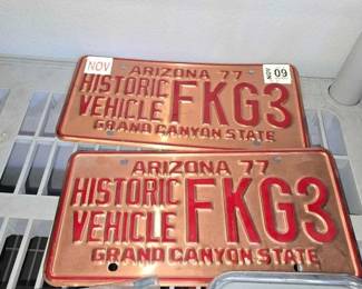 1170 Pair Copper 1977 Arizona Plates, Stickers More