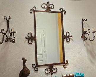 6035 Iron Mirror 2 Battery Candle Holders
