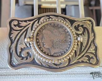 2090 1888 Morgan Silver Dollar Belt Buckle