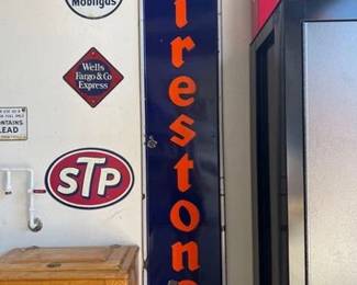 1960 Porcelain Vertical Firestone Tires Sign