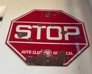 1985 Porcelain Auto Club of Southern California Stop Sign