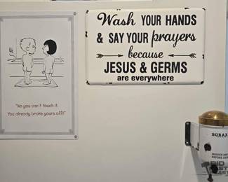 1505 2 Metal Signs Boraxo Soap Dispenser