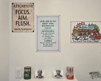 1500 Metal Wall Decor, Vintage Cleaner Containers More