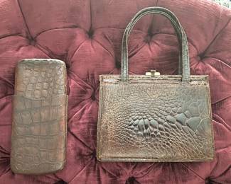 This is a crocodile cigar pouch and a crocodile purse