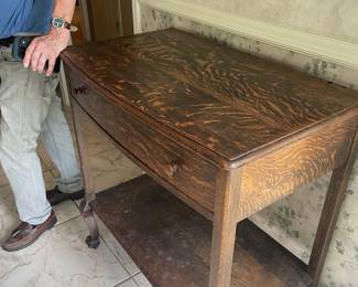 Rustic table with drawer and lower shelf