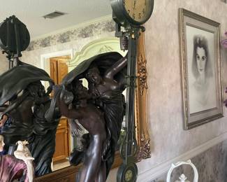 Corsa bronzed resin clock sculpture
