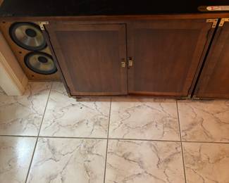 Drop front entertainment/ book shelf