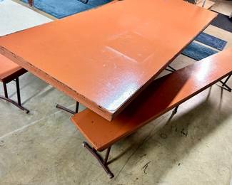 MCM Metal 95”long 3 pc  Folding picnic table/ bench set $395
