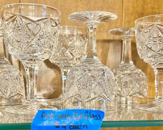 Cut Glass wine glasses $4 each 6 for $20