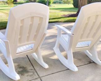 Solid & heavy white plastic outdoor rockers $60ea